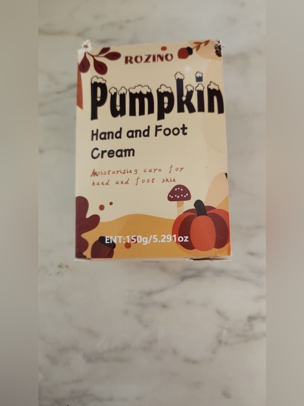 Rozino brand pumpkin-themed hand and foot cream